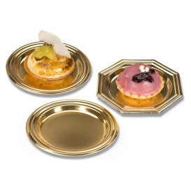 Kleiner Plastik Teller Dessert rund gold 8cm (125 Einh.)