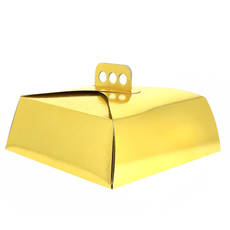 Tortenkarton quadratisch gold 27,5x27,5x10 cm (50 Stück)