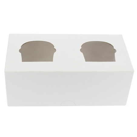 Cupcake Box für 2 Cupcakes 19,5x10x7,5cm weiß (160 Stück)