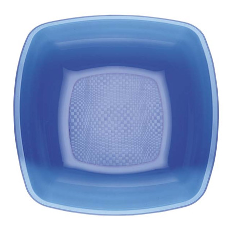 Wiederverwendbare harte Teller Tief  Blau Transp. "Square" PS 18cm (25 Stück)