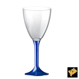 Glass aus Plastik für Wein Blau Fuß 160ml (20 Stück)