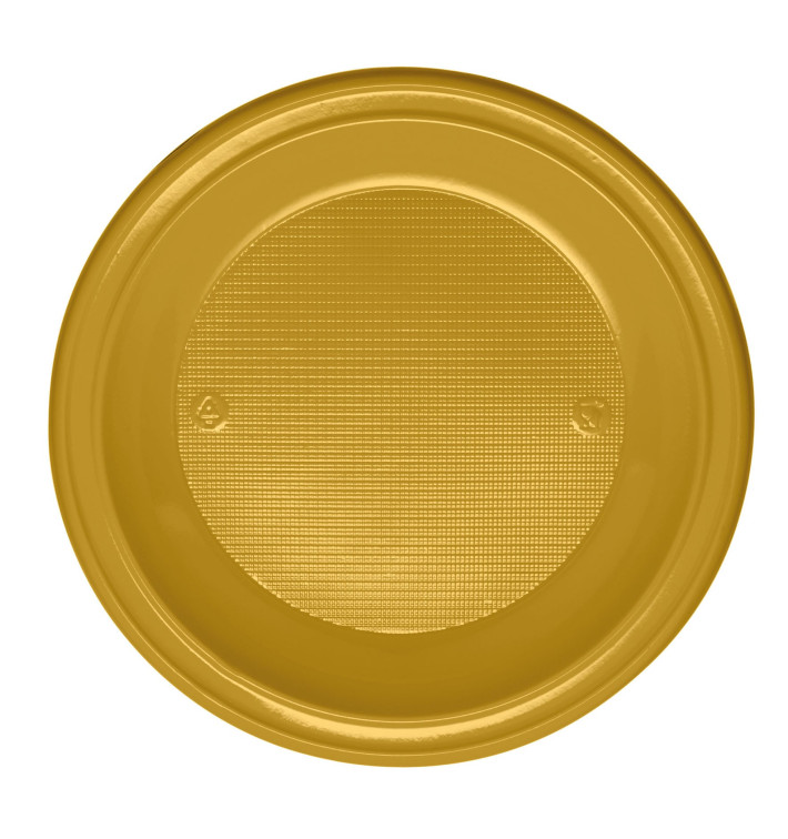 Plastikteller flach Gold PS 220mm (30 Stück)