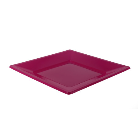 Viereckiger Plastikteller Flach Pink 170mm (5 Stück)