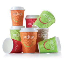 Kaffeebecher Wellpappe mit Dekor "Enjoy" 16 Oz/495 ml Ø9,0cm (28 Stück)