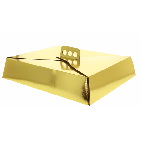 Kuchenkarton rechteckig gold 19x25x8cm (50 Stück)