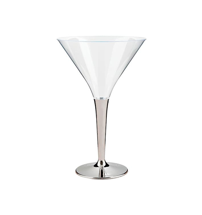 Cocktailglas Plastik mit Fuß silber 100ml (48 Stück)