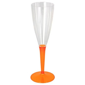 Sektflöte Plastik mit orangenem Fuß 100ml (72 Stück)