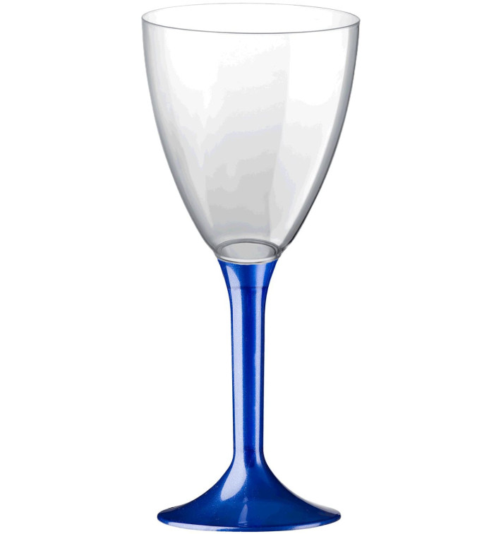 Glass aus Plastik für Wein Blau Fuß 180ml (20 Stück)