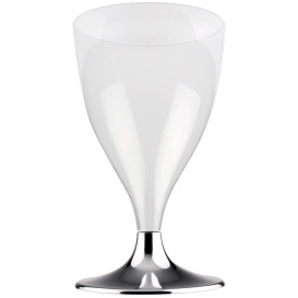Glass aus Plastik für Wein Silber Chrom Fuß 200ml (20 Stück)