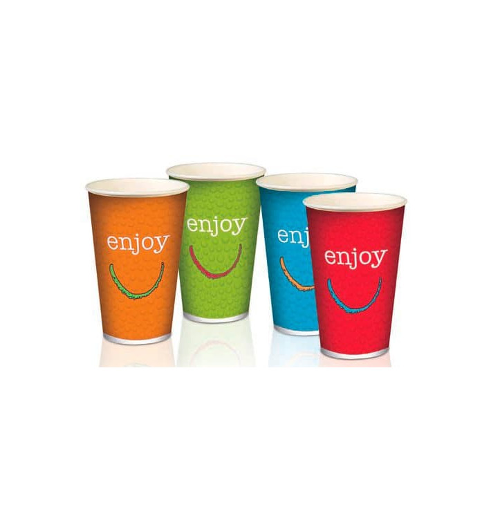 Kaltgetränkebecher mit Dekor "Enjoy" 16Oz/500ml Ø9,0cm (1.000 Stück)