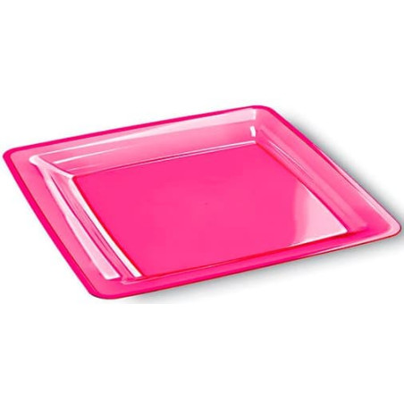 Viereckiger Plastikteller extra hart himbeer 18x18cm (108 Stück)