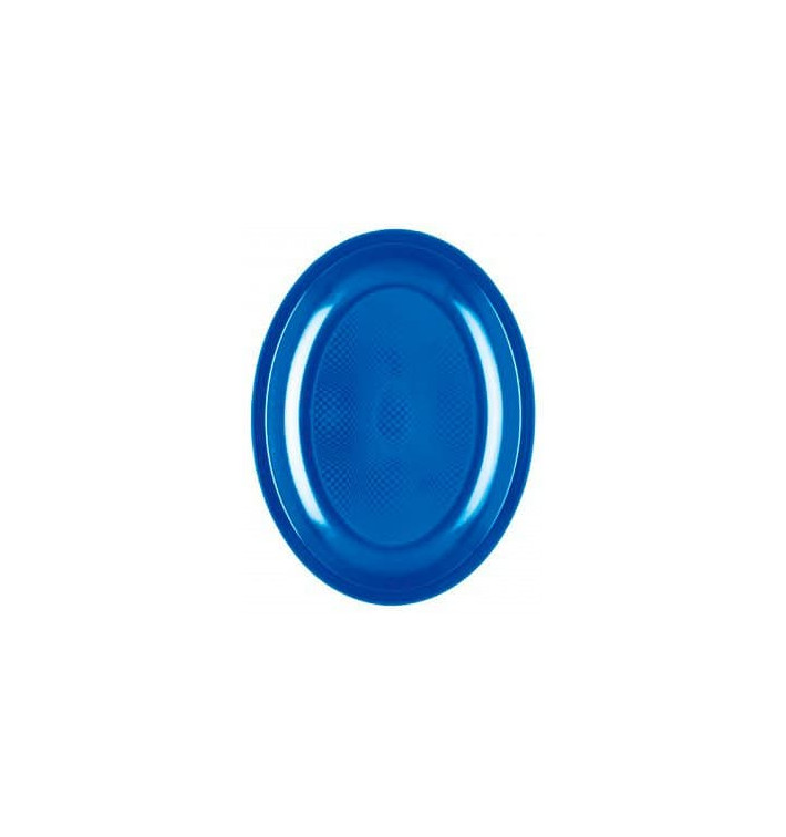 Plastiktablett Oval Blau Mittelmer Round PP 255mm (50 Stück)