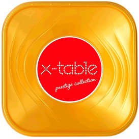 Viereckige PP "X-Table" Plastikschale Gold 180x180mm (8 Stück)