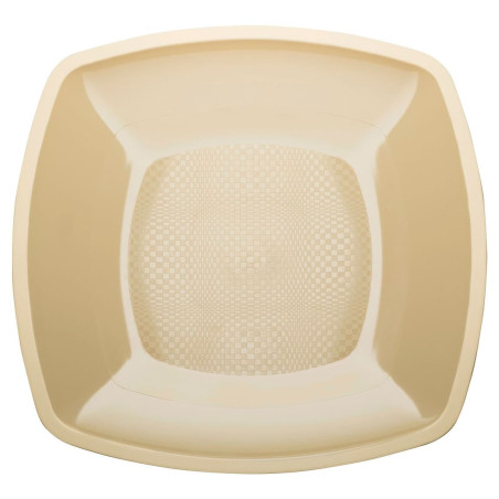 Wiederverwendbare harte Teller Flach Creme "Square" PP 23cm(25 Stück)