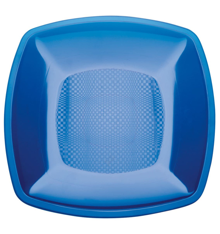 Plastikteller Flach Blau Transp. Square PS 180mm (150 Stück)