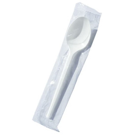 Kleiner Plastiklöffel weiß einzeln verpackt 125mm (100 Stück)