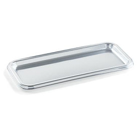 Plastikplatte rechteckig Silber 35x16cm (50 Stück)