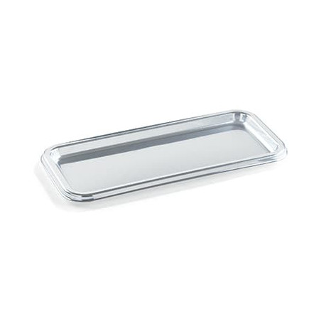 Plastikplatte rechteckig Silber 35x16cm (50 Stück)