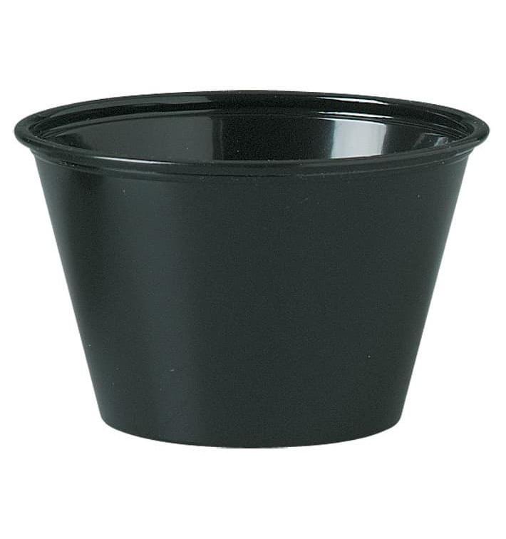 Dressingbecher Plastik PS für Soβen Schwarz 120ml Ø74mm (2500 Stück)