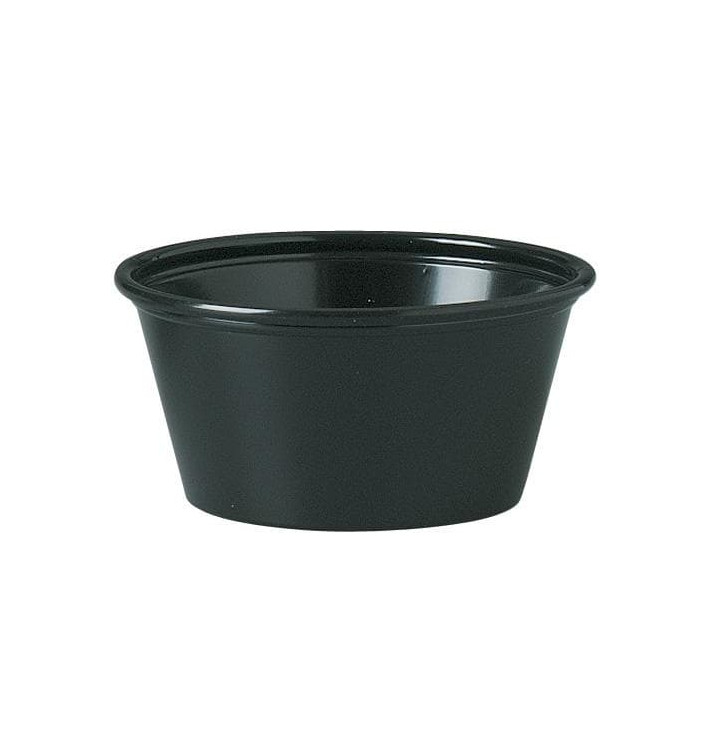 Dressingbecher Plastik PS für Soβen Schwarz 60ml Ø62mm (2500 Stück)