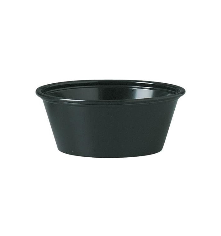 Dressingbecher Plastik PS für Soβen Schwarz 44ml Ø62mm (250 Stück)