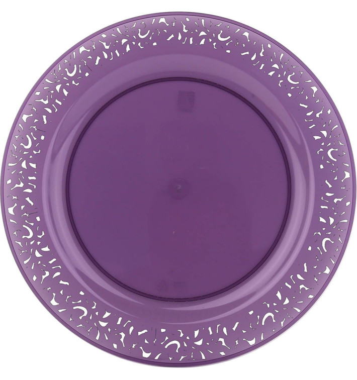 Plastikteller rund extra Stark "Mandala" Aubergine 19cm (88 Stück)