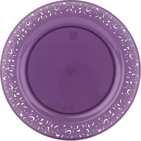 Plastikteller rund extra hart "Lace" Aubergine 19cm (88 Stück)