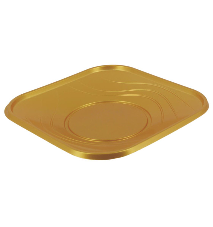 Plastikteller PP "X-Table" Platz flach Gold 180mm (120 Stück)