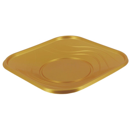 Wiederverwendbar Plastikteller Wirtschaftlich PP "X-Table" Gold 18x18cm (120 Stück)