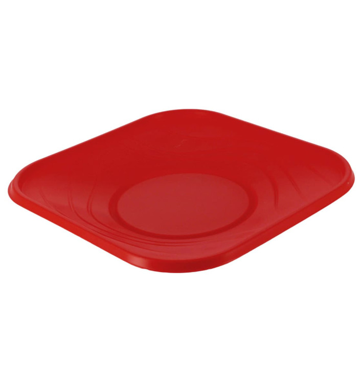 Plastikteller PP "X-Table" Platz flach Rot 180mm (120 Stück)