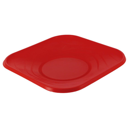 Wiederverwendbar Plastikteller Wirtschaftlich PP "X-Table" Rot 18x18cm (120 Stück)