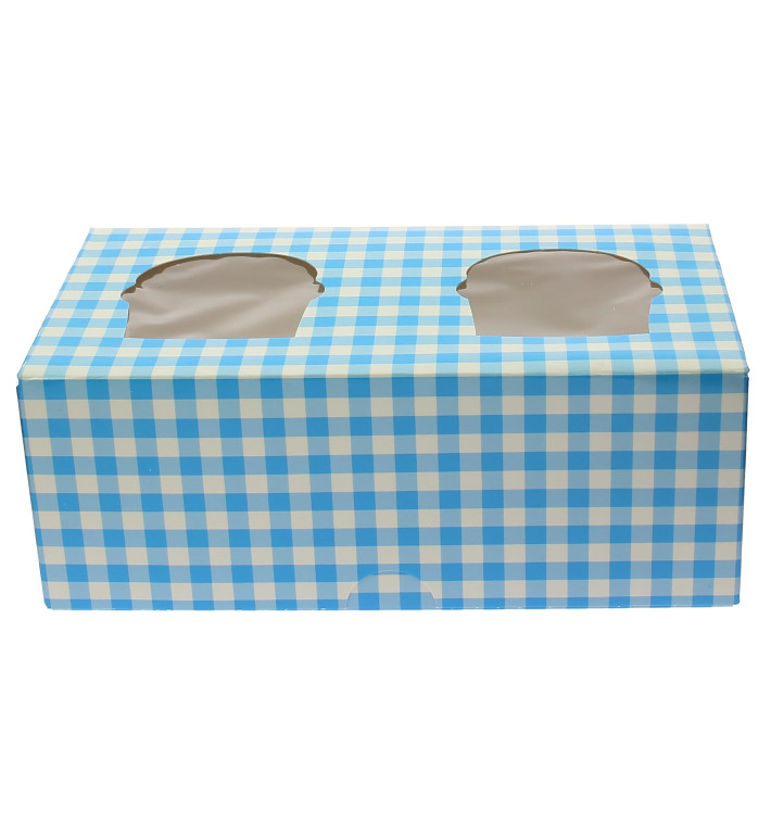 Cupcake Box für 2 Cupcakes 19,5x10x7,5cm blau (20 Stück)