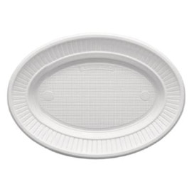 Plastikteller PS Oval flach weiß (1000 Stück)