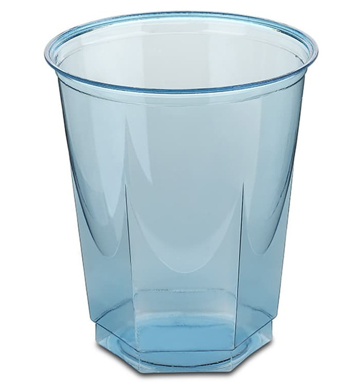 Plastikbecher Sechseckig PS Glasklar Türkis 250ml (10 Uds)