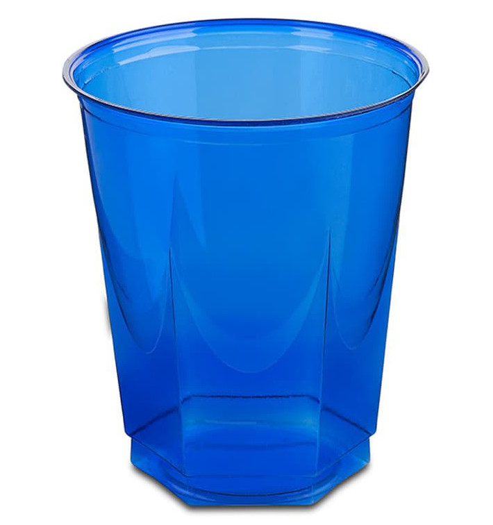 Plastikbecher Sechseckig PS Glasklar Blau 250ml (250 Uds)