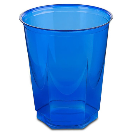 Plastikbecher Sechseckig PS Glasklar Blau 250ml (250 Stück)