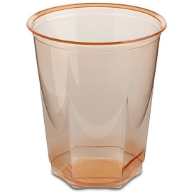 Plastikbecher Sechseckig PS Glasklar Orange 250ml (10 Uds)