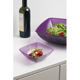 Viereckige Plastikschale aubergine 14x14cm (60 Stück)