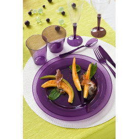 Plastikteller rund extra hart Aubergine 19cm (10 Stück)