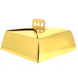 Gebäck Box Karton Golden mit Dickel 325x325x100mm (50 Stück)