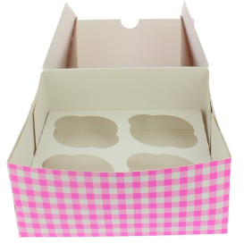 Cupcake Box für 4 Cupcakes 17,3x16,5x7,5cm pink (140 Stück)