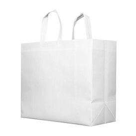 Große Stofftasche Non Woven Weiss 40+20x45 cm 100g (25 Stück)