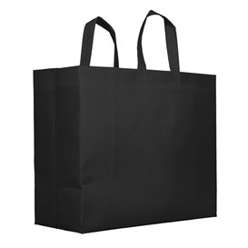 Große Stofftasche Non Woven Schwarz 40+20x45 cm 100g (25 Stück)