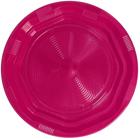 Plastikteller Tief Rund extra hart Achtecking Fuchsia Ø220 mm (250 Stück)