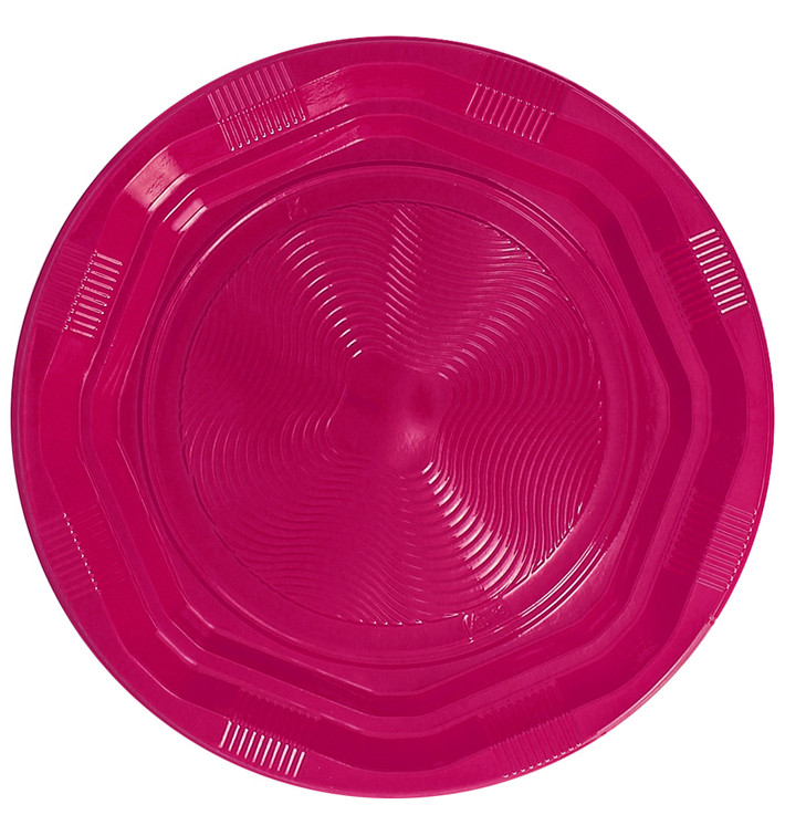 Plastikteller Tief Rund extra hart Achtecking Fuchsia Ø220 mm (250 Stück)