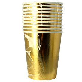 Becher to go Karton Gold 9 Oz/240ml "Party" (10 Stück)