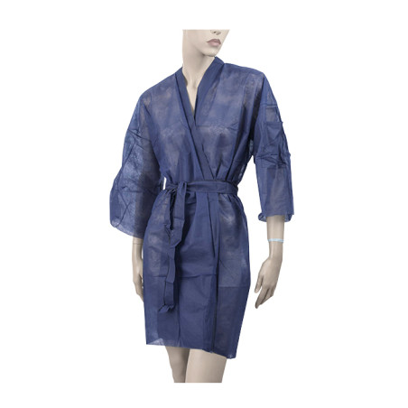 Einweg Kittel Kimono in TST PP mit Tasche Blau XL (100 Stück)