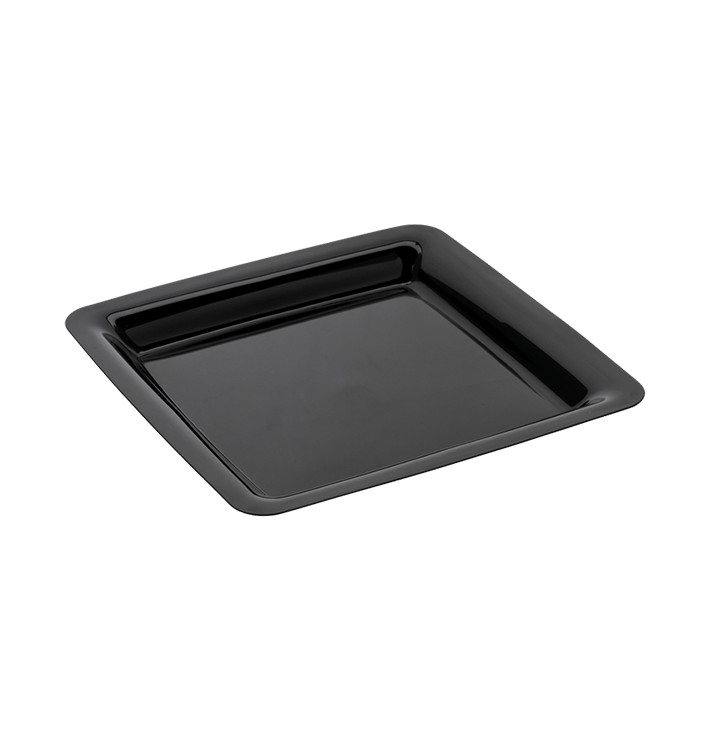 Viereckiger Plastikteller extra hart schwarz 22,5x22,5cm (20 Stück)