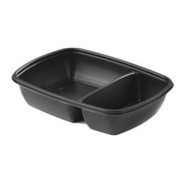 Plastikbehälter PP schwarz 2F mit deckel 1300ml 28x20cm (90 Stück)