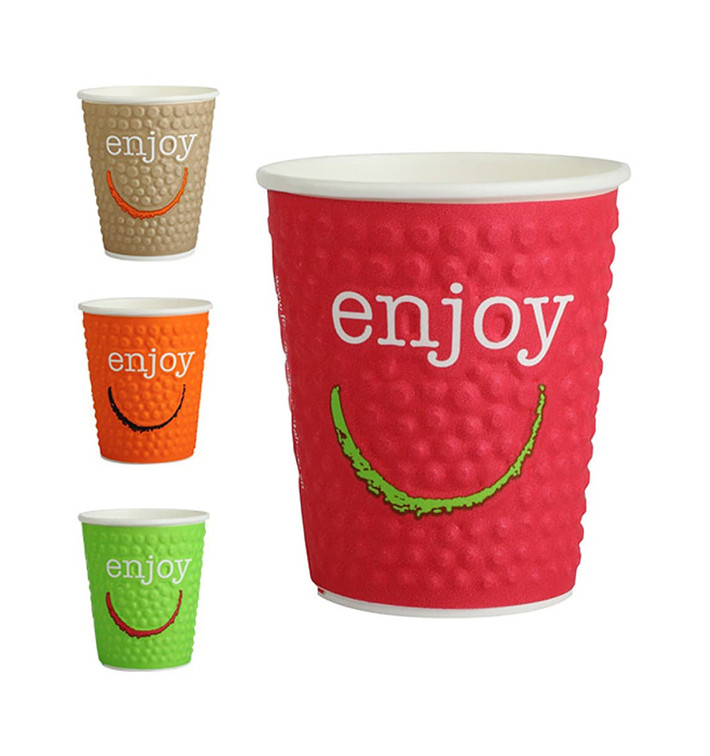 Kaffeebecher Wellpappe mit Dekor "Enjoy" 9 Oz/270 ml Ø8,0cm (1050 Stück)